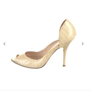Casadei leather D’Orsay Peep-Toe Heels